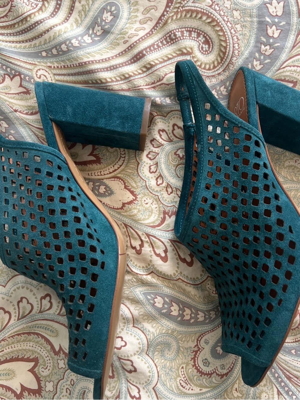 SARTO By Franco Sarto Harlet2 Teal Suede Slingbacks Size 8 - Picture 3 of 9